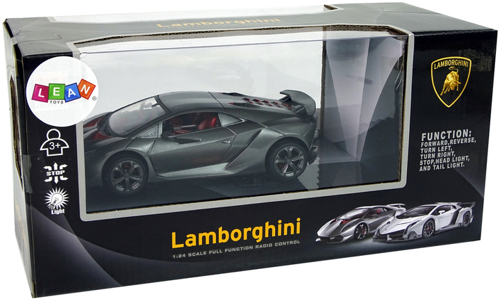 Samochód sportowy zdalnie sterowany Leantoys Lamborghini 1:24 Szary (5904204756730) - obraz 1