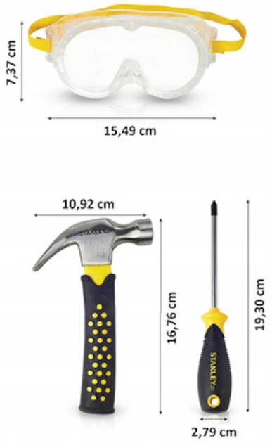 Zestaw narzędzi Stanley Rękawice + Pas + Okulary + Młotek + Śrubokręt (7290115140217) - obraz 4