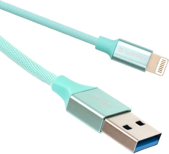 Кабель ColorWay USB - Apple Lightning 2.1A 1 m Mint (CW-CBUL004-MT) - зображення 3