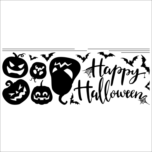 Наклейки на стену Happy Pocket для Хэллоуина Happy Halloween тыквы летучие мыши Белый Глянцевый Набор M - изображение 3