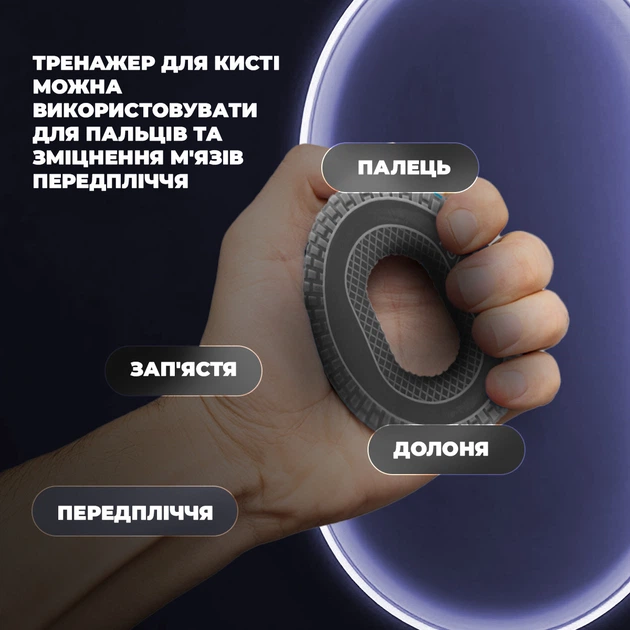 Кистевой эспандер для фитнеса с нагрузкой 25 кг из силикона для тренировки и реабилитации. (2368512111) - изображение 7