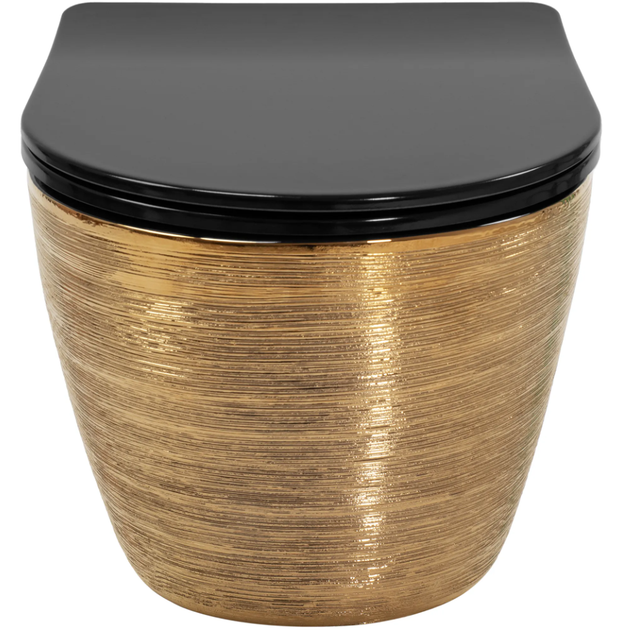 Підвісний унітаз REA CARLO FLAT BRUSHED GOLD BLACK золотий (REA-C3300) - зображення 2