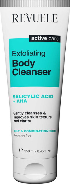 Акція на Очищувальний засіб для тіла REVUELE Exfoliating Body Cleanser Salicylic Acid + AHA Відлущувальний 250 мл від Rozetka