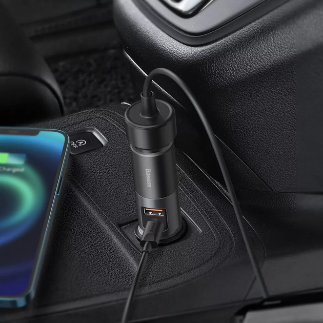 Автомобільний зарядний пристрій Baseus Share Together 120W з портом прикурювача QC4+ PD3.0 PPS (USB + Type-C) - Фото 7 Автомобільний зарядний пристрій Baseus Share Together 120W з портом прикурювача QC4+ PD3.0 PPS (USB + Type-C) - зображення 7