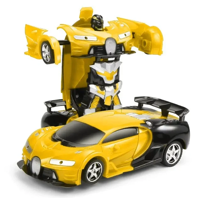Машинка-трансформер на радіокеруванні AToys Bugatti-Robot 1:18 світлові ефекти Чорно-жовта - зображення 3