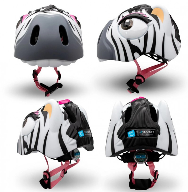 Kask dla dzieci Crazy Safety Zebra 49-55 cm Czarno-biały (0727040594435) - obraz 2