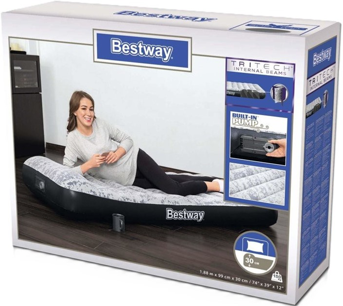 Надувний матрац Bestway 67834 з помпою 188 x 99 x 30 см (6942138982541) - зображення 1