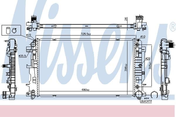 Радіатор охолодження MERCEDES-BENZ SPRINTER SERIES B906 вир-во Nissens Nissens (627062) - зображення 1