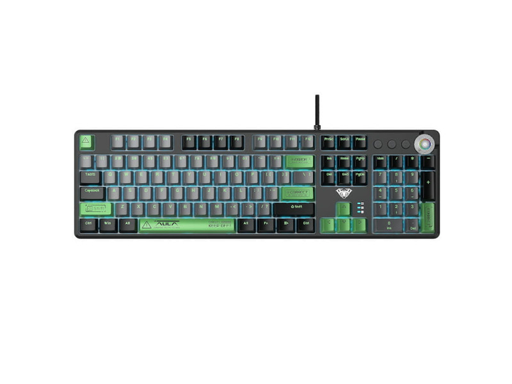 Клавіатура Aula Wind F2088 Pro Mechanical Black/Gray + 9 Green keys KRGD Blue USB EN/UA (6948391234892) - зображення 1