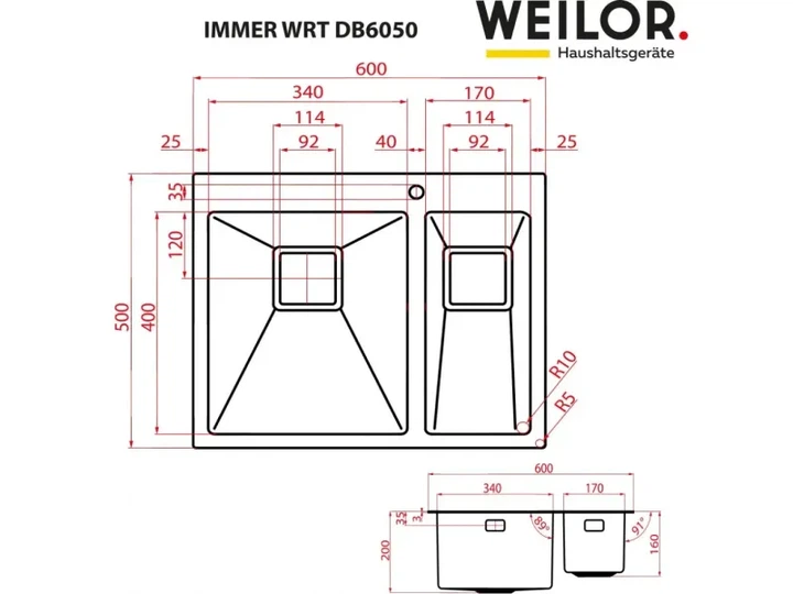 Кухонне миття WEILOR IMMER WRT DB6050 - зображення 6