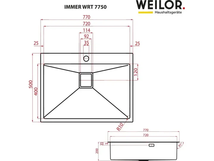 Кухонная мийка WEILOR IMMER WRT 7750 - зображення 2