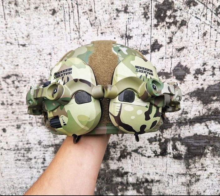 Тактичні навушники Walker's Razor Slim на шолом + кріплення чебурашки на каску Multicam - зображення 7