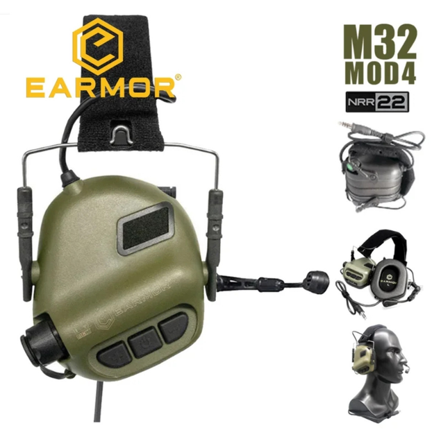 Активные военные наушники Earmor M32 mod 4 с гарнитурой olive - изображение 2