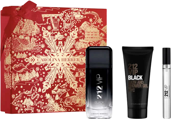 Подарунковий набір для чоловіків Carolina Herrera Парфумована вода 212 Vip Black Men 100 мл + Парфумована вода 212 Vip Black Men 10 мл + Гель для душу 100 мл (8411061101919) - зображення 1