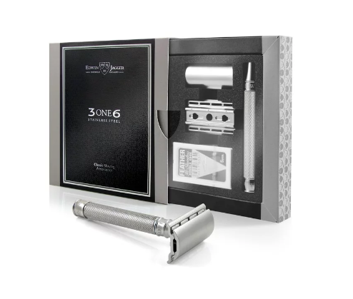 Бритва для гоління Т-подібна Edwin Jagger Safety Razor 3ONE6 Stainless Steel Knurled - изображение 5