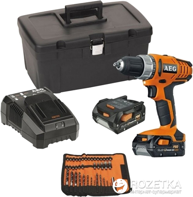 Аккумуляторная дрель-шуруповерт AEG BS 14G2 Li-KIT4X Кейс + набор сверл ...