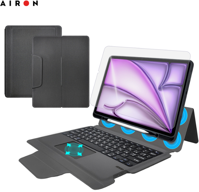 Чехол-клавиатура для планшета Apple iPad Air 13 2024 Airon Premium Black (4822352781232) - изображение 2