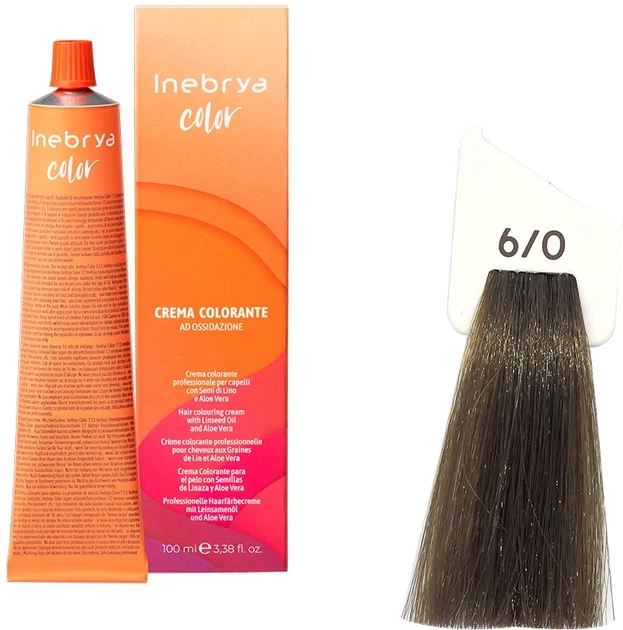 Крем-краска для волос Inebrya Color Linseed Oil and Aloe Vera 6/0 Dark Blonde 100 мл - Фото 2 Крем-краска для волос Inebrya Color Linseed Oil and Aloe Vera 6/0 Dark Blonde 100 мл - изображение 2