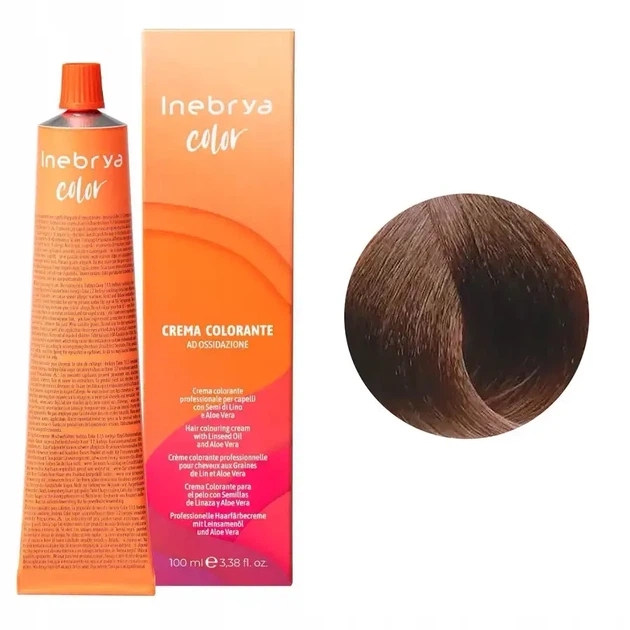 Крем-краска для волос Inebrya Color Linseed Oil and Aloe Vera 6/3 темно-русый золотистый 100мл - изображение 2