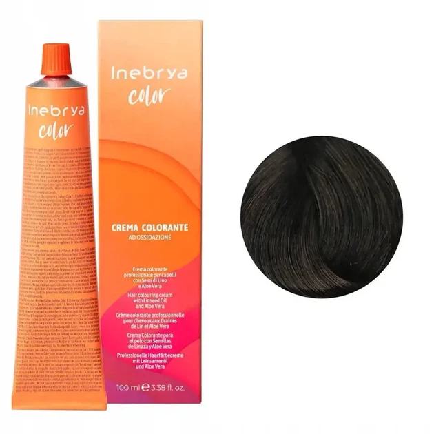 Крем-фарба для волосся Inebrya Color Linseed Oil and Aloe Vera 5/1 чистий світло-пепелястий каштановий 100 мл - Фото 2 Крем-фарба для волосся Inebrya Color Linseed Oil and Aloe Vera 5/1 чистий світло-пепелястий каштановий 100 мл - зображення 2