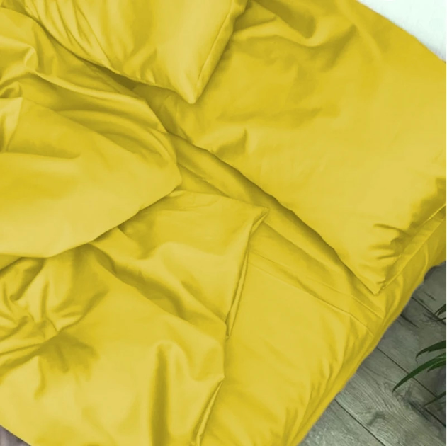 Акція на Простирадло на резинці по периметру MirSon Satin Light Pro 10-002 Yellow 90x190+25 см від Rozetka