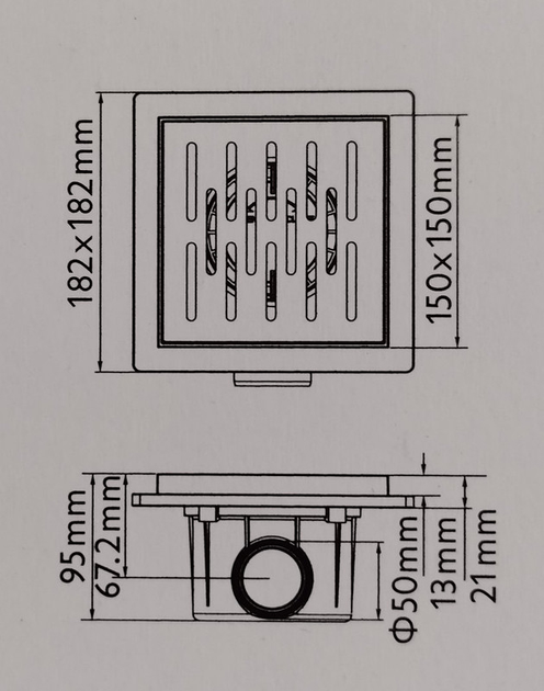 Трап для душу горизонтальний ASG 22 INOX Hydro 150х150 - зображення 2