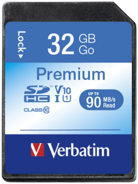 Карта пам'яті Verbatim Premium SDHC 32GB Class 10 UHS-I V10 (43963) - зображення 1