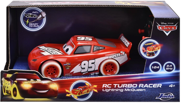 Машина на радіокеруванні Jada Cars Glow Racers Lightning McQueen (4006333086489) - зображення 1