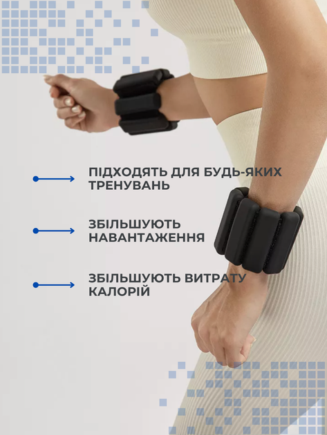 Утяжелители браслеты (500 гр) утяжелители для рук и ног с силиконовым покрытием черный FI-0709 - Фото 8 Утяжелители браслеты (500 гр) утяжелители для рук и ног с силиконовым покрытием черный FI-0709 - изображение 8