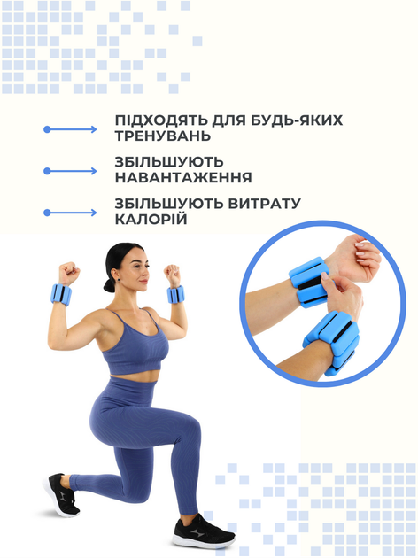 Утяжелители браслеты (500 гр) утяжелители для рук и ног с силиконовым покрытием голубой FI-0709 - изображение 8