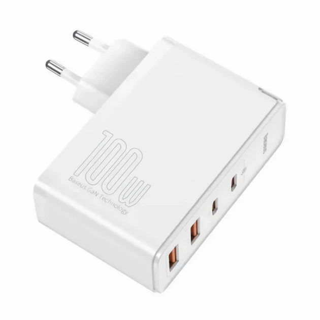 Зарядний Пристрій Baseus GaN2 Pro Quick Charger 100W (2Type-C + 2USB) white - зображення 3