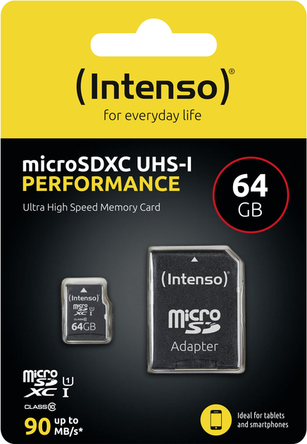 Карта пам'яті Intenso microSDXC UHS-I Performance Class 10 64GB + SD адаптер (3424490) - зображення 4