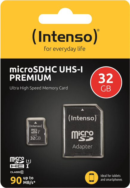 Karta pamięci Intenso microSDHC UHS-I Premium Class 10 32GB + adapter SD (3423480) - obraz 4
