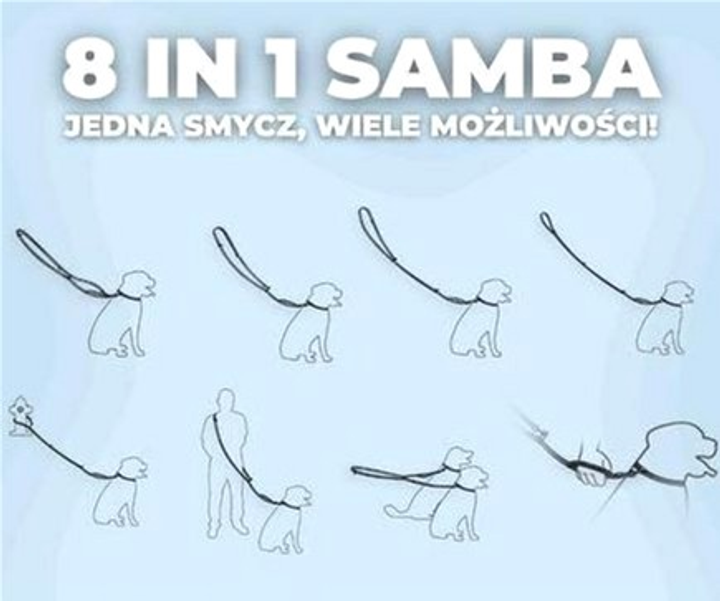 Smycz regulowana Amiplay Samba 8 w 1 M 200 - 400 cm Czerwona (5907563301474) - obraz 2