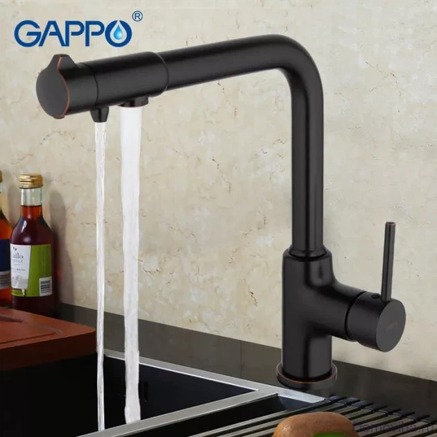 Змішувач для кухні GAPPO G4390-10 із підключенням фільтра питної води, чорний G4390-10 - зображення 4