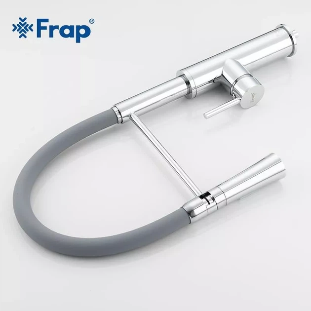 Змішувач для кухні Frap F4452-6 з гнучким виливом, 2 режими, сірий/хром F4452-6 - изображение 5