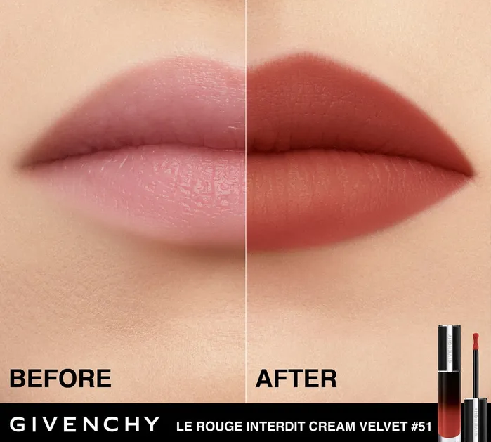 Рідка помада для губ Givenchy Le Rouge Interdit Cream Velvet Lipstick 51 Brun Cuivre 6.5ml - зображення 3
