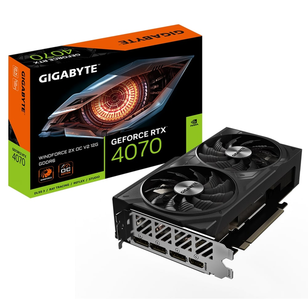 Видеокарта Gigabyte GeForce RTX 4070 12GB GDDR6 Windforce 2X OC V2 (GV-N4070WF2OCV2-12GD) - изображение 1