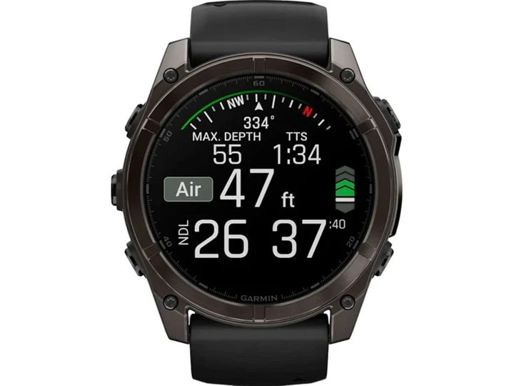 Спортивний годинник Garmin Fenix 8 51mm AMOLED Sapphire Carbon Gray DLC Titanium w. Black/Pebble Gray S. Band (010-02905-20/21) - Фото 5 Спортивний годинник Garmin Fenix 8 51mm AMOLED Sapphire Carbon Gray DLC Titanium w. Black/Pebble Gray S. Band (010-02905-20/21) - изображение 5