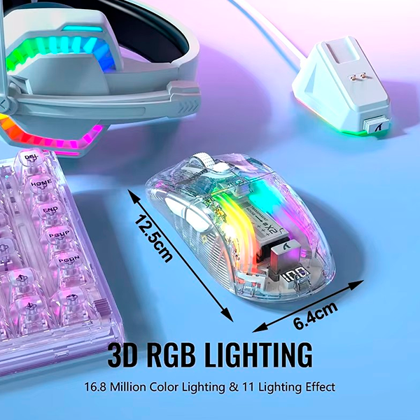 Беспроводная игровая мышка Attack SHARK X2 Pro (4000DPI, 2.4G, RGB, white) - Фото 4 Беспроводная игровая мышка Attack SHARK X2 Pro (4000DPI, 2.4G, RGB, white) - изображение 4