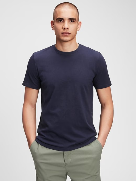 T-shirt męski długi bawełniany GAP 440775-01 S Granatowy (1200034716673) - obraz 4
