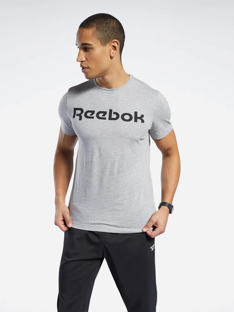 Футболка бавовняна довга чоловіча Reebok Gs Reebok Linear Rea 100038780 2XL Сіра (4062051840369) - зображення 1