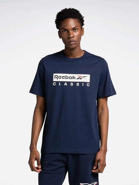 Футболка бавовняна довга чоловіча Reebok Gs Reebok Classic Ss 100070394 L Темно-синя (4066761053163) - зображення 1