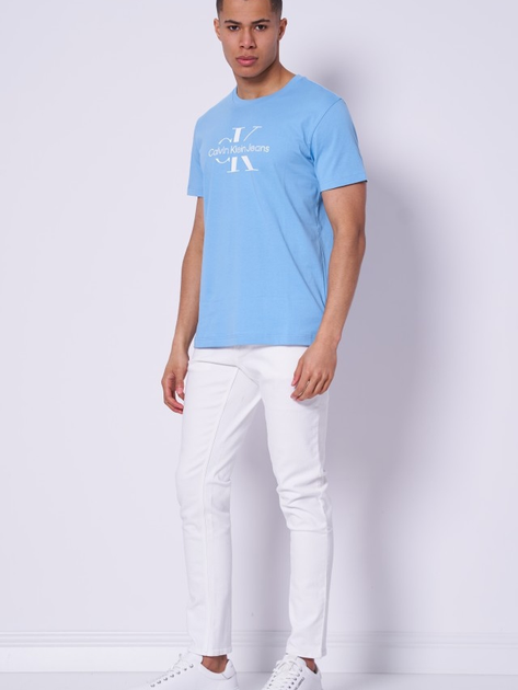 Koszulka męska bawełniana Calvin Klein Jeans J30J325190-CEZ L Błękitna (8720109342024) - obraz 3
