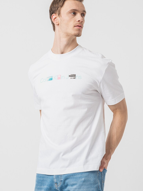 Футболка бавовняна чоловіча Calvin Klein Jeans J30J325195-YAF L Біла (8720109354706) - зображення 3