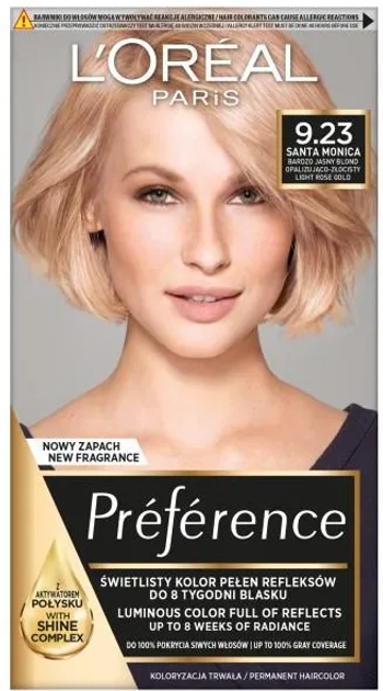 Farba do wlosow L'Oreal Paris Preference 9.23 Santa Monica 174 ml (3600523577668) - obraz 1