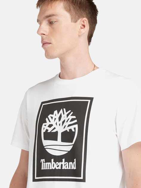Футболка бавовняна довга чоловіча Timberland TB0A5WQQ L Білий/Чорний (194902954322) - зображення 4