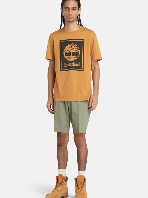 T-shirt męski bawełniany Timberland TB0A5WQQ XL Beżowy/Czarny (194902955459) - obraz 3