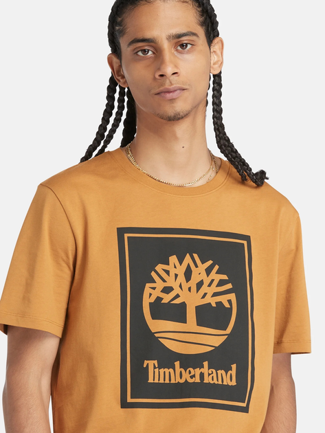 T-shirt męski bawełniany Timberland TB0A5WQQ XL Beżowy/Czarny (194902955459) - obraz 4
