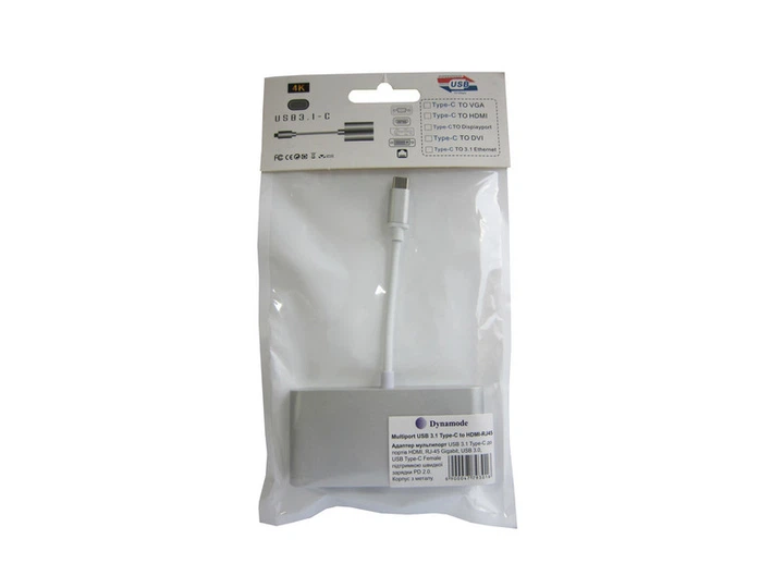 Адаптер Dynamode Multiport USB 3.1 Type-C to HDMI-RJ45 - Фото 6 Адаптер Dynamode Multiport USB 3.1 Type-C to HDMI-RJ45 - изображение 6